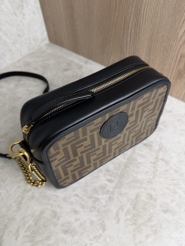 Fendi Black/Brown Coated Canvas And Leather Mini Camera Case Shoulder Bag