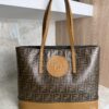 Fendi FF Logo Stamp Shopping Tote Zucca Coated Canvas Medium