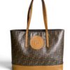 Fendi FF Logo Stamp Shopping Tote Zucca Coated Canvas Medium