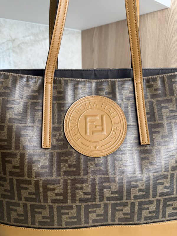 Fendi FF Logo Stamp Shopping Tote Zucca Coated Canvas Medium