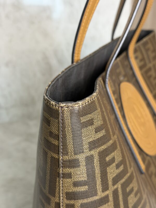 Fendi FF Logo Stamp Shopping Tote Zucca Coated Canvas Medium