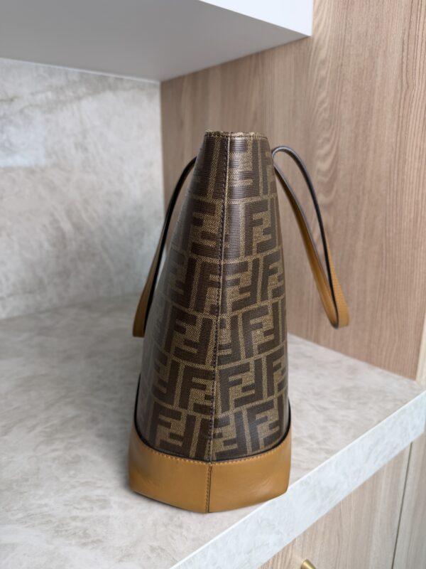 Fendi FF Logo Stamp Shopping Tote Zucca Coated Canvas Medium