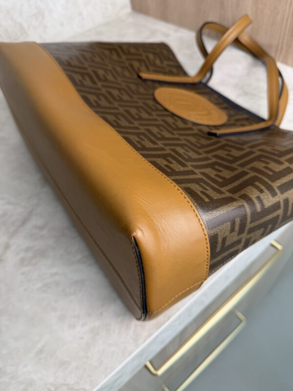 Fendi FF Logo Stamp Shopping Tote Zucca Coated Canvas Medium