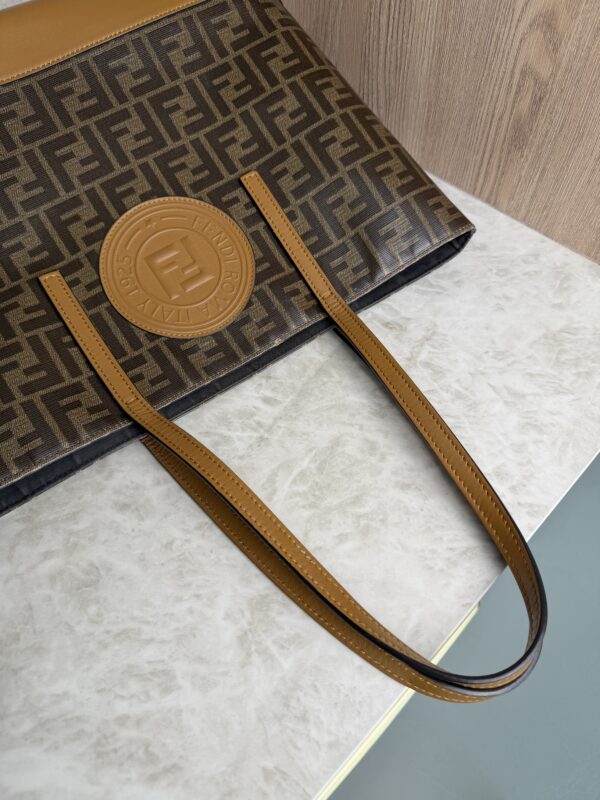 Fendi FF Logo Stamp Shopping Tote Zucca Coated Canvas Medium