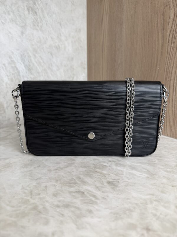 Louis Vuitton Epi Pochette Felicie Chain Wallet Noir