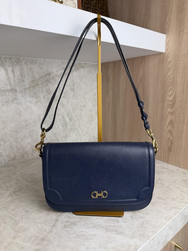 Salvatore Ferragamo Gancini Crossbody Bag Navy