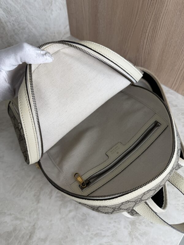 Gucci GG Supreme Monogram Calfskin Web Small Ophidia Day Backpack Beige Ebony New Acero