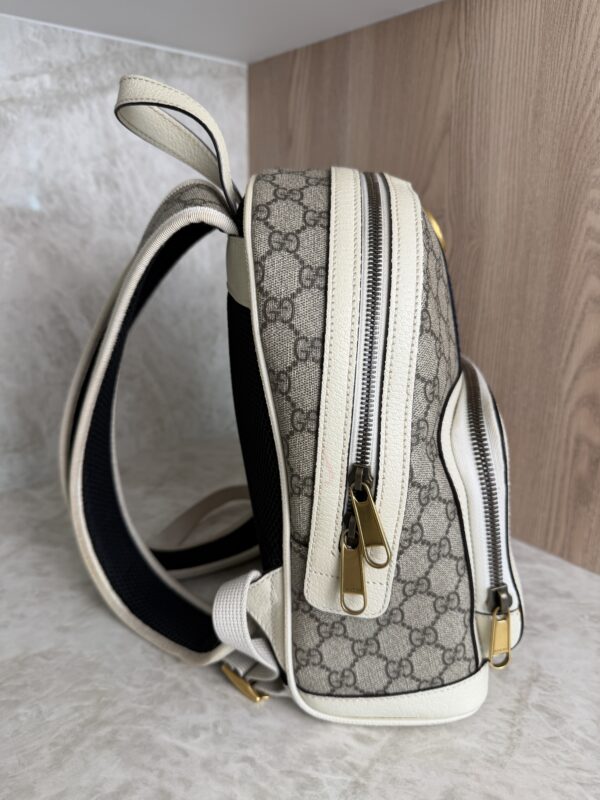 Gucci GG Supreme Monogram Calfskin Web Small Ophidia Day Backpack Beige Ebony New Acero
