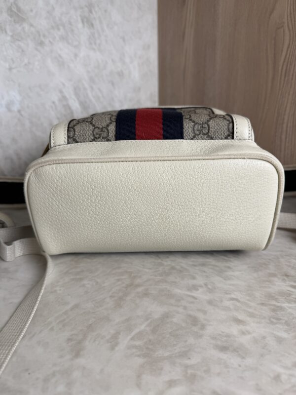 Gucci GG Supreme Monogram Calfskin Web Small Ophidia Day Backpack Beige Ebony New Acero