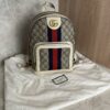Gucci GG Supreme Monogram Calfskin Web Small Ophidia Day Backpack Beige Ebony New Acero